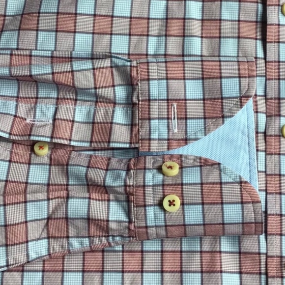 Stenstroms slimline 2 fold super cotton checkered dress shirt Sz 16 - Picture 6 of 11